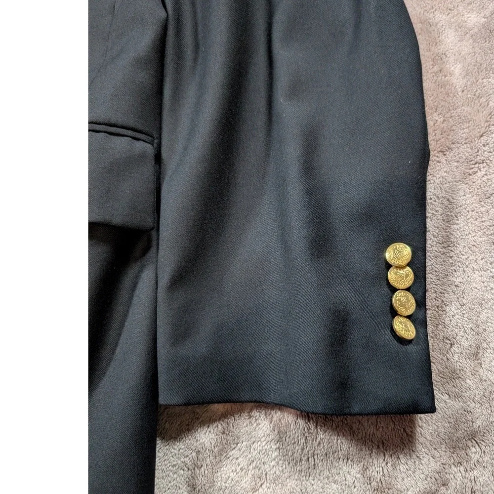 Jos. A Bank Signature Collection Mens Black Blazer Gold Crest Buttons Sport Coat